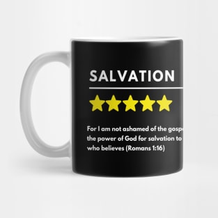 Salvation positive review meme, white text Mug